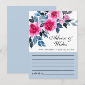 Waterverf van roze bloemen Botanische bruiloft Advieskaart (Voorkant / Achterkant)