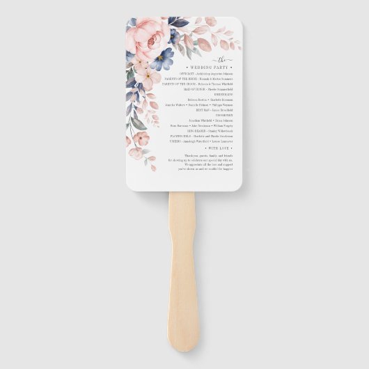 Waterverf van roze bloemen botanische bruiloft handwaaier (Achterkant)