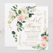 Waterverf van roze crème Floral Rustic Vrijgezelle Kaart (Voorkant / Achterkant)