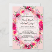 Waterverf van roze crème - Floral Wedding Invitati (Voorkant)
