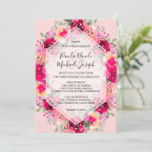 Waterverf van roze crème - Floral Wedding Invitati (Staand voorkant)