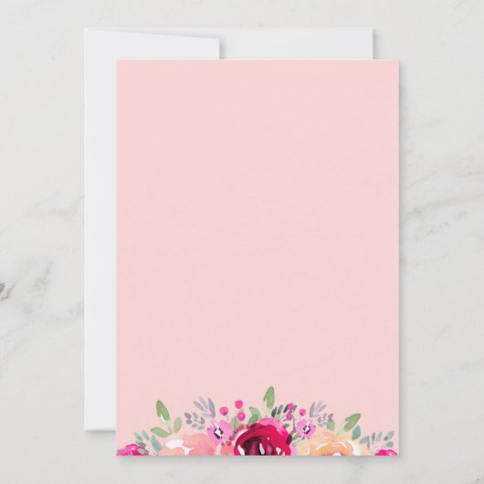 Waterverf van roze crème - Floral Wedding Invitati (Achterkant)
