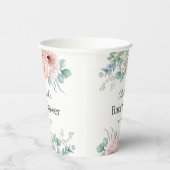 Waterverf van roze en beige Floral Baby shower Papieren Bekers (Rechts)