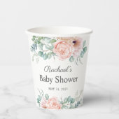 Waterverf van roze en beige Floral Baby shower Papieren Bekers (Voorkant)