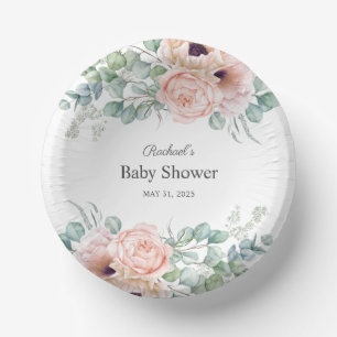 Waterverf van roze en beige Floral Baby shower Papieren Kommen