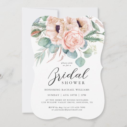 Waterverf van roze en beige Floral Vrijgezellenfee Kaart (Voorkant)