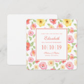 Waterverf van roze en geel Floral - Bridesmaid Kaart (Voorkant / Achterkant)