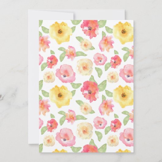 Waterverf van roze en geel Floral | Dank u wel Bedankkaart (Achterkant)