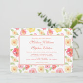 Waterverf van roze en geel hout - bruiloft kaart (Staand voorkant)