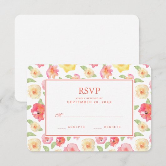 Waterverf van roze en geel vezel - Bindende RSVP (Voorkant / Achterkant)