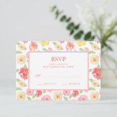 Waterverf van roze en geel vezel - Bindende RSVP (Staand voorkant)