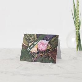 Waterverf van roze en gele cactus bedankkaart