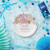 Waterverf van roze Floral Botanisch Vrijgezellenfe Papieren Bordje (Feest)