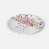 Waterverf van roze Floral Botanisch Vrijgezellenfe Papieren Bordje (Gekanteld)