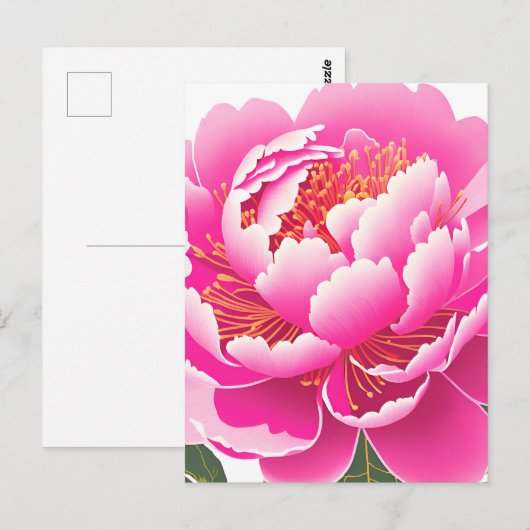 Waterverf van roze Floral Briefkaart (Voorkant / Achterkant)
