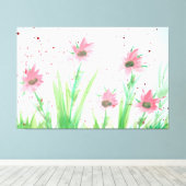 Waterverf van roze Floral Canvas Afdruk (Insitu (Houten vloer))