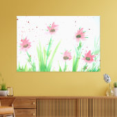 Waterverf van roze Floral Canvas Afdruk (Insitu (Woonkamer))