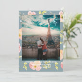 Waterverf van roze Floral | Datum opslaan Save The Date (Staand voorkant)