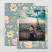 Waterverf van roze Floral | Datum opslaan Save The Date (Voorkant / Achterkant)