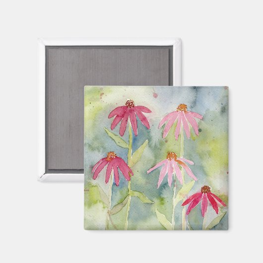 Waterverf van roze Floral Magneet (Voorkant / Achterkant)