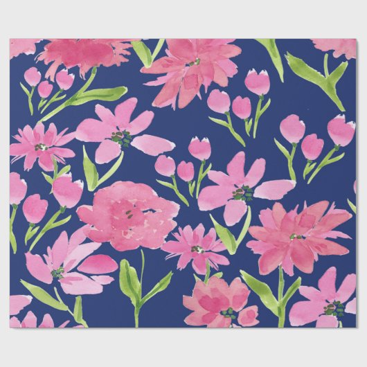 Waterverf van roze Floral op de achtergrond van de Cadeaupapier (Vlak)