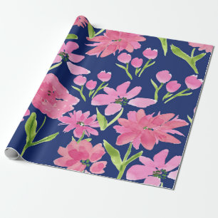 Waterverf van roze Floral op de achtergrond van de Cadeaupapier