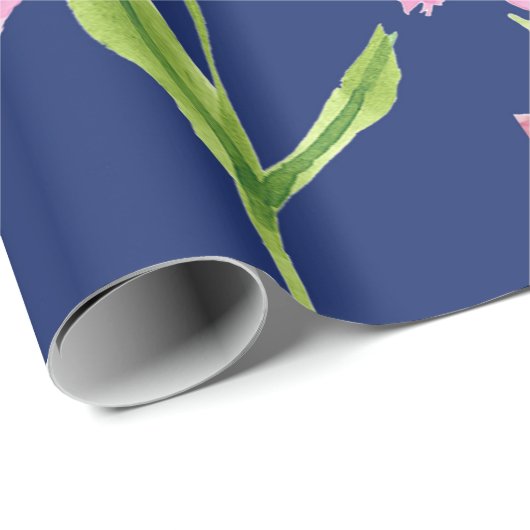 Waterverf van roze Floral op de achtergrond van de Cadeaupapier (Rol Hoek)