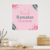 Waterverf van roze Floral Ramadan Mubarak Poster (Keuken)
