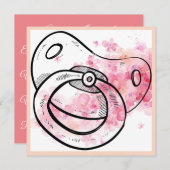 Waterverf van roze Floral - Uitnodiging tot Baby s (Voorkant / Achterkant)