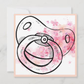Waterverf van roze Floral - Uitnodiging tot Baby s (Voorkant)