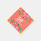 Waterverf van roze geel levende koraal servet (Hoek)