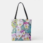 Waterverf van roze, gele, witte pansies Monogram Tote Bag (Achterkant)