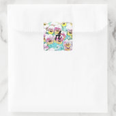 Waterverf van roze, gele, witte pansies Monogram Vierkante Sticker (Tas)