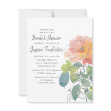 Waterverf van roze koraal Floral Boho Vrijgezellen