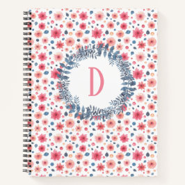 Waterverf van roze monogram notitieboek