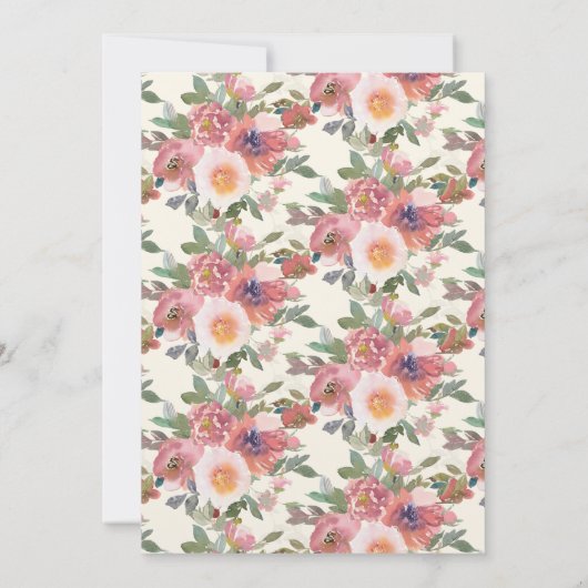 Waterverf van roze perziken Floral 21e verjaardag Kaart (Achterkant)