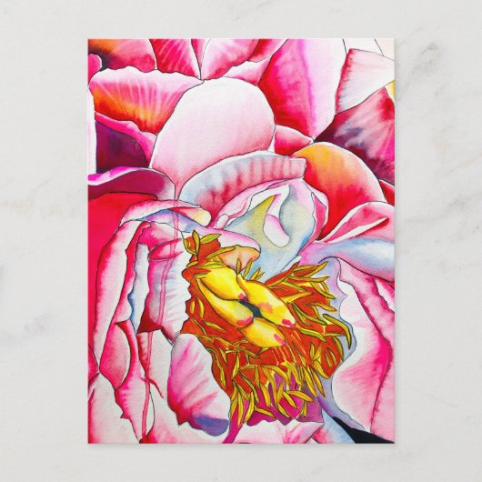 Waterverf van roze pony's briefkaart (Voorkant)