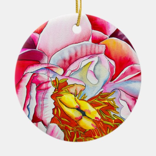 Waterverf van roze pony's keramisch ornament (Voorkant)