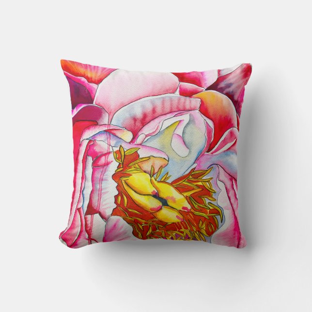 Waterverf van roze pony's kussen (Voorkant)