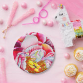 Waterverf van roze pony's papieren bordje (Feest)