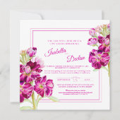 Waterverf van roze stambloem live stream bruiloft kaart (Voorkant)