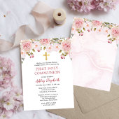 Waterverf van Rozen Floral Eerste Heilige Communie Kaart