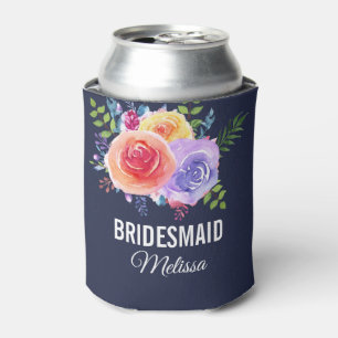 Waterverf van Rozen van kleur Floral Bridesmaid Blikjeskoeler