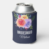 Waterverf van Rozen van kleur Floral Bridesmaid Blikjeskoeler (Blikje Achterkant)