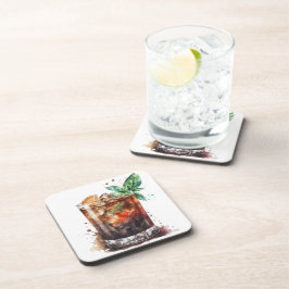 WATERVERF VAN RUM EN COKES BIER ONDERZETTER