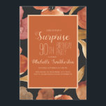 Waterverf van Rust Terracotta Floral 90th Birthday Kaart<br><div class="desc">Elegant roest,  verbrand sinaasappel,  en terracotta waterverf floral op zwarte 90th Surprise verjaardagsfeestuitnodigingen aangepast aan jouw naam en partijinformatie.</div>