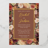 Waterverf van Rustic Bloom Floral Lijst Wedding Folie Uitnodiging (Voorkant)