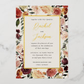 Waterverf van Rustic Bloom Floral Lijst Wedding Folie Uitnodiging (Voorkant)