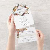 Waterverf van Rustic Bloom Floral Wedding All In One Uitnodiging (Afscheurbaar)