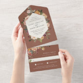 Waterverf van Rustic Bloom Floral Wedding All In One Uitnodiging (Afscheurbaar)